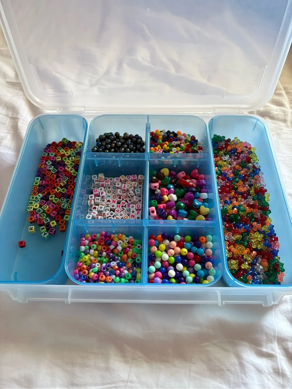 Blue Plastic Compartment Jewelry Bead Organizer - Blue